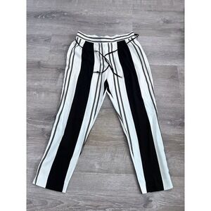 Punto Roma Lightweight Ladies Fabric Pants Size 14 Black & White Stripes NWOT